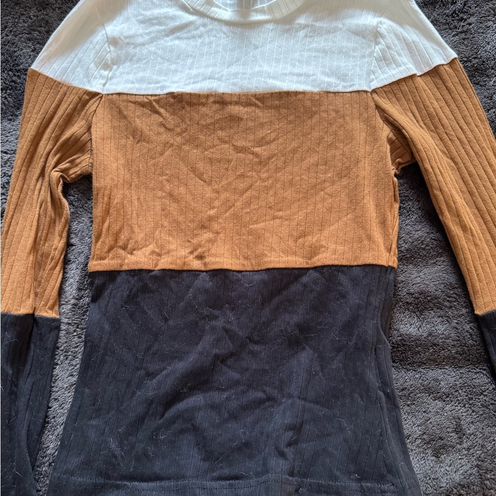SHEIN Ribbed Knit Cream Top